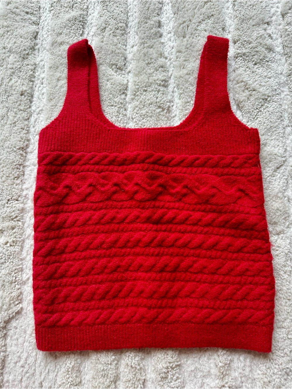 J. Crow Red Cable-Knit Sweater Tank Top